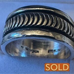 SOLD SOLD Navajo Indian Sterling Silver Ring Band Signed B. Morgan - Size 7.